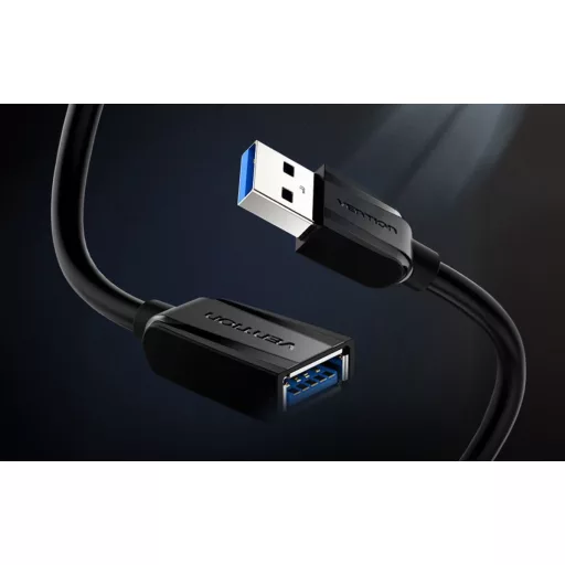Vention USB 3.0,  (hosszabbító, fekete), 1m, kábel