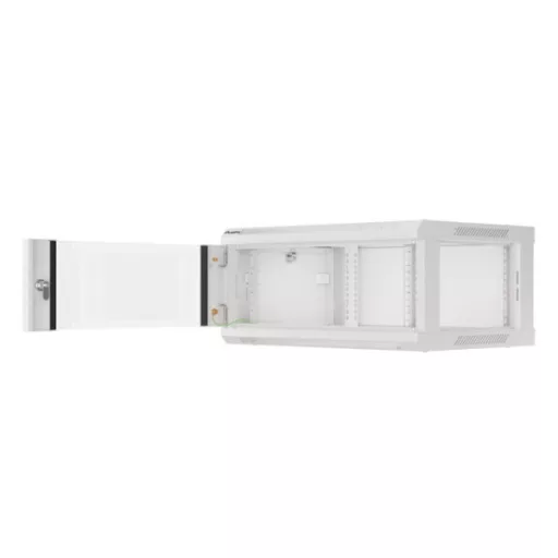 Lanberg WF01-6404-10S 19 4U SZÉL:600mm MÉLY:450mm MAG:290mm lapraszerelt üvegajtós szürke fali rack szekrény
