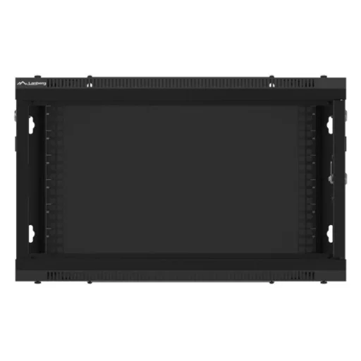 Lanberg WF01-6406-10B 19 6U SZÉL:600mm MÉLY:450mm MAG:379mm lapraszerelt üvegajtós fekete fali rack szekrény