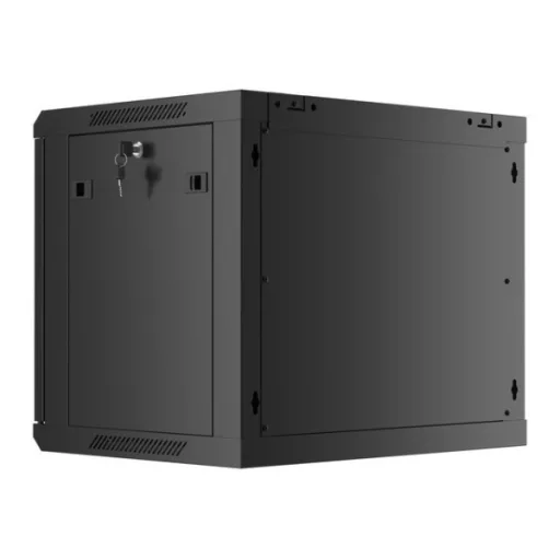 Lanberg WF01-6409-10B 19 9U SZÉL:600mm MÉLY:450mm MAG:512mm lapraszerelt üvegajtós fekete fali rack szekrény