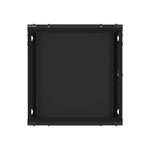 Lanberg WF01-6412-10B 19 12U SZÉL:600mm MÉLY:450mm MAG:640mm lapraszerelt üvegajtós fekete fali rack szekrény