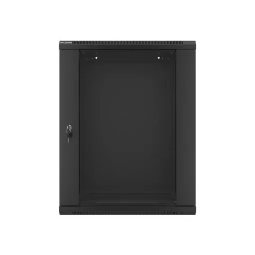 Lanberg WF01-6415-10B 19 15U SZÉL:600mm MÉLY:450mm MAG:774mm lapraszerelt üvegajtós fekete fali rack szekrény