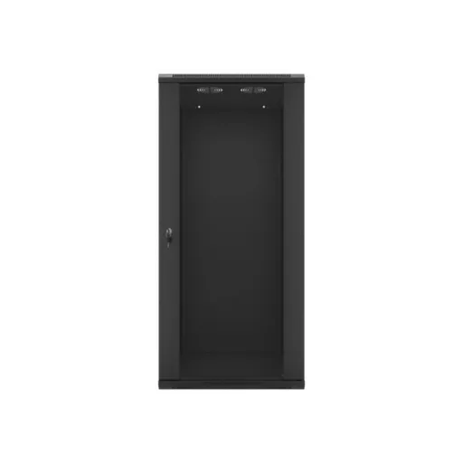 Lanberg WF01-6627-10B 19 27U SZÉL:600mm MÉLY:600mm MAG:1307mm lapraszerelt üvegajtós fekete fali rack szekrény