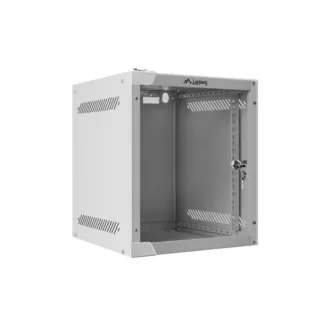   Lanberg WF10-2306-10S 10 6U SZÉL:280mm MÉLY:310mm MAG:336mm lapraszerelt üvegajtós szürke fali rack szekrény